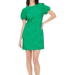 NWD J. Crew Eyelet Puff Sleeve Floral Green Mini Dress Women’s Size 4